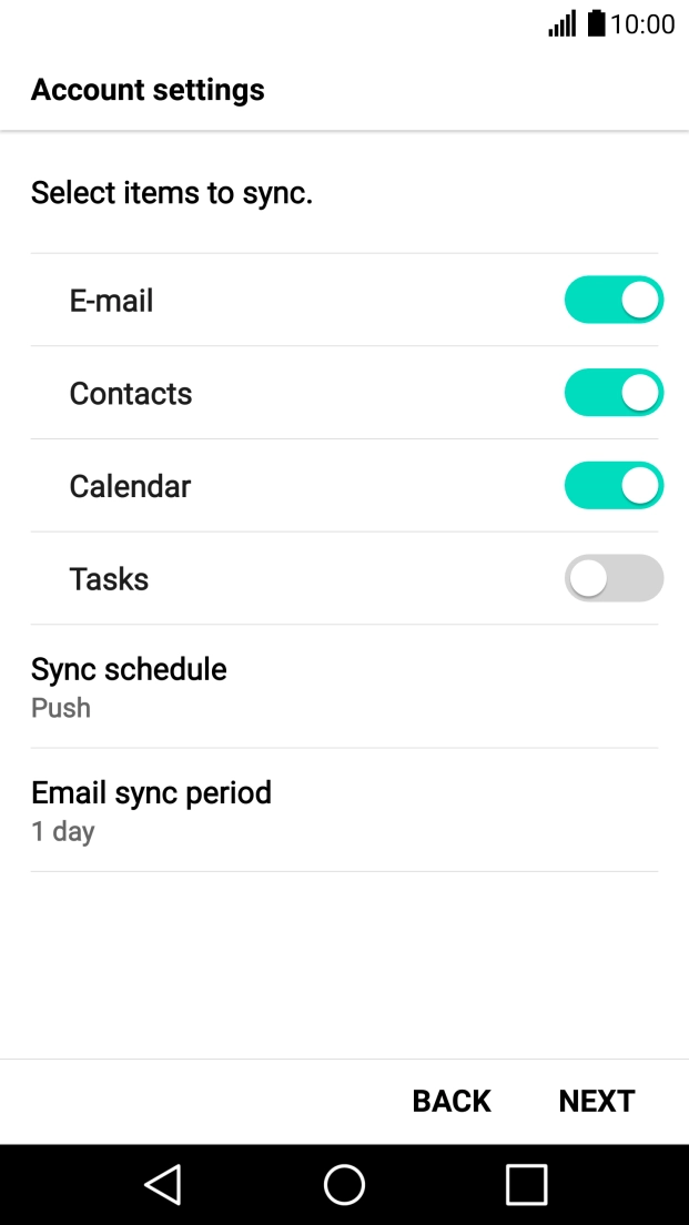 If this screen is displayed, you email account has been recognised and set up automatically. Follow the instructions on the screen to key in more information and finish setting up your phone.