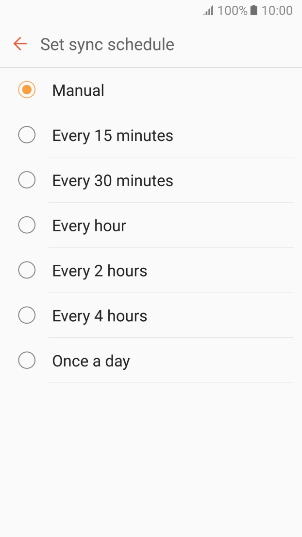 Press the required setting.