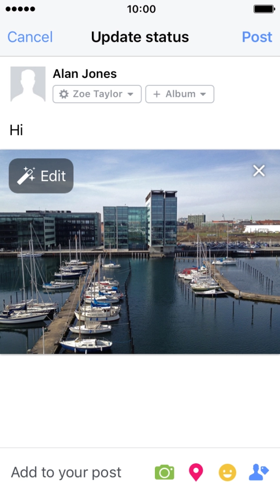 Write the required text and press Post. Write the required text and press Post.