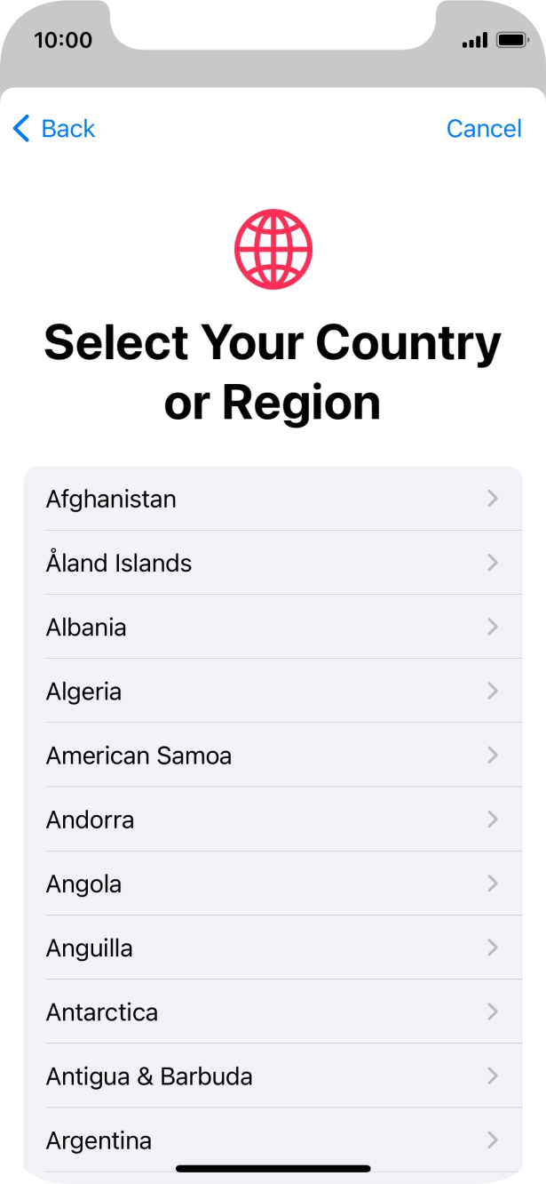 Press the required country.