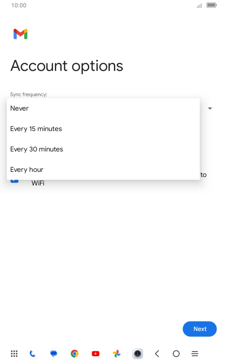 Press the required setting.