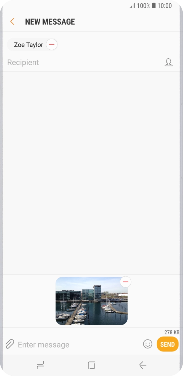 Press the text input field and write the text for your picture message.
