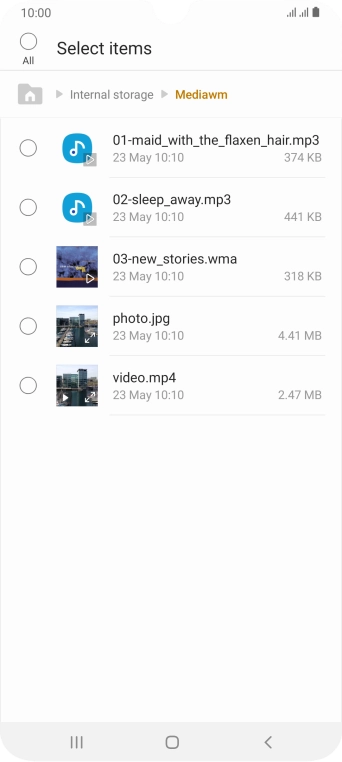 Press the required file. Press the required file.