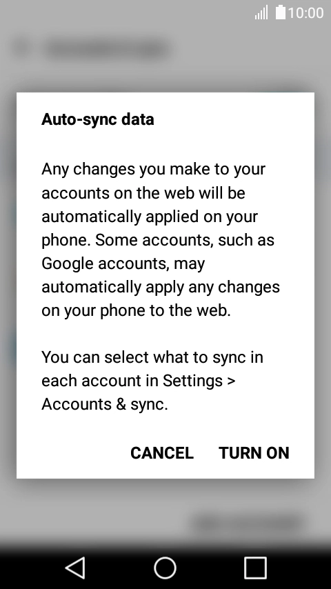 If you turn on the function, press TURN ON.