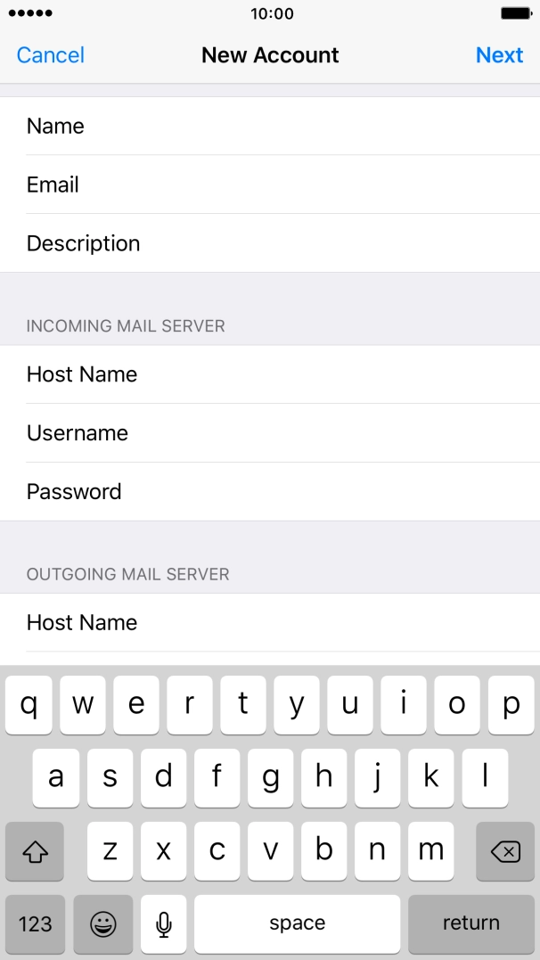 Press Host Name and key in smtp.telstra.com.