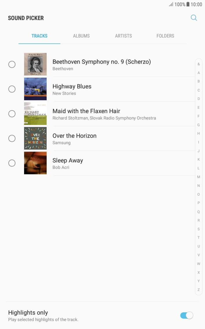 Press the different ring tones to hear them.