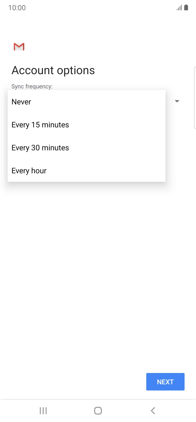 Press the required setting.