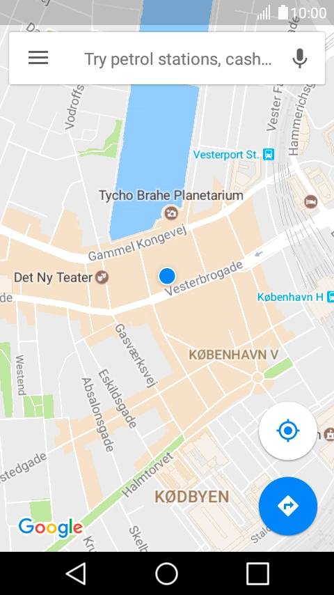 Press the search field and key in the required destination.