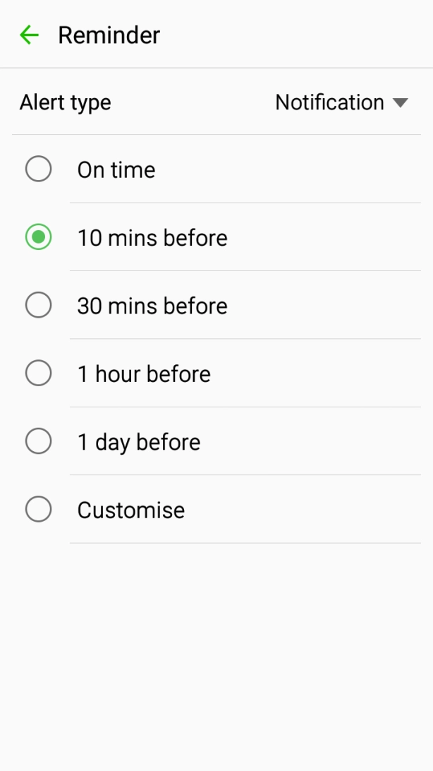 Press the required reminder.