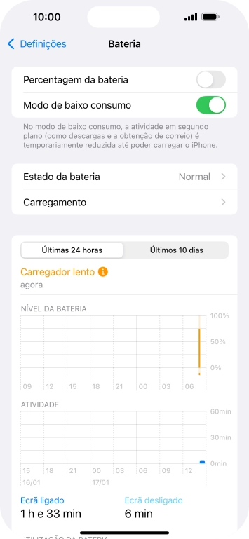 Para voltar ao ecrã inicial, deslize o dedo de baixo para cima a partir da base do ecrã.