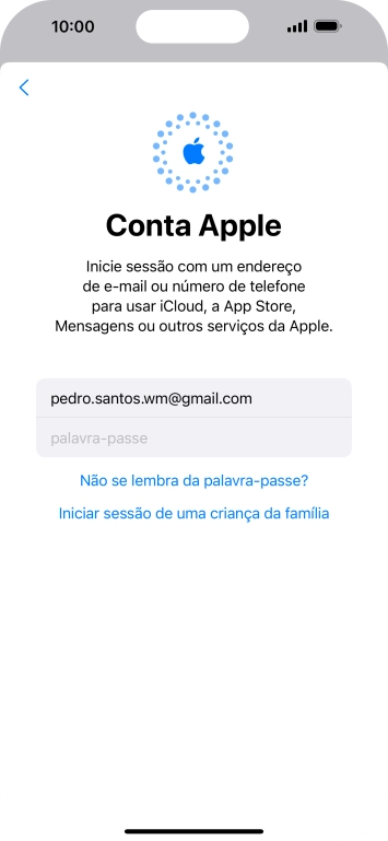 Prima palavra-passe e introduza a password do ID Apple.