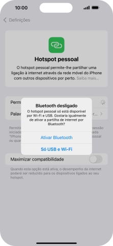 Se o Wi-Fi estiver ativado, prima Só USB e Wi-Fi .