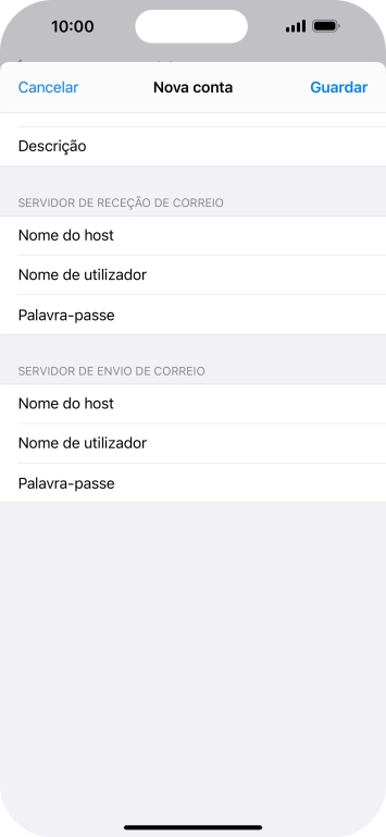 Prima Guardar. A sua conta de e-mail está agora configurada. Se pretender escolher definições adicionais para o servidor de receção e envio, siga os passos seguintes.