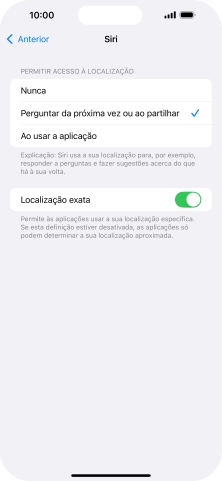 Prima a definição pretendida para ativar ou desativar a função.