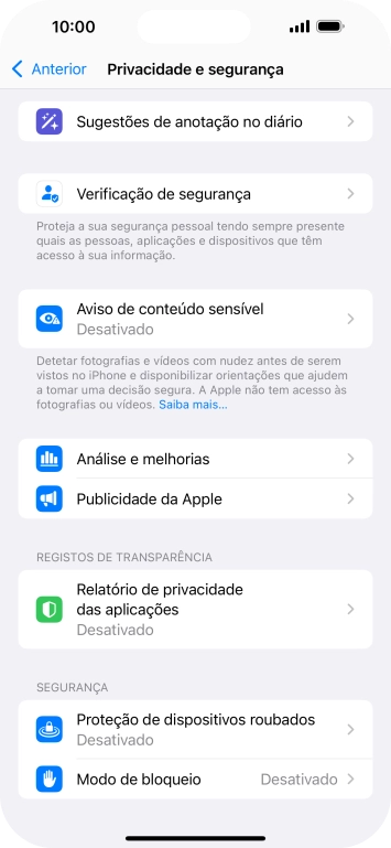Prima Relatório de privacidade das aplicações.