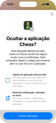Prima Ocultar aplicação.