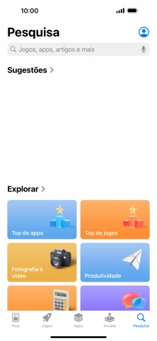 Prima o campo de pesquisa e introduza o nome ou categoria da app pretendida.