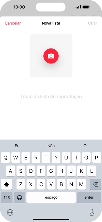 Prima o campo de escrita e introduza o nome da lista de reprodução.