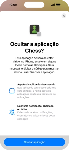 Prima Ocultar aplicação.
