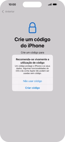 Se desativar a função, prima Não usar código.