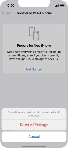 Press Reset All Settings.