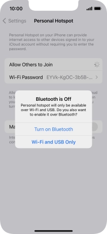 If WiFi is turned on, press Wi-Fi and USB Only.