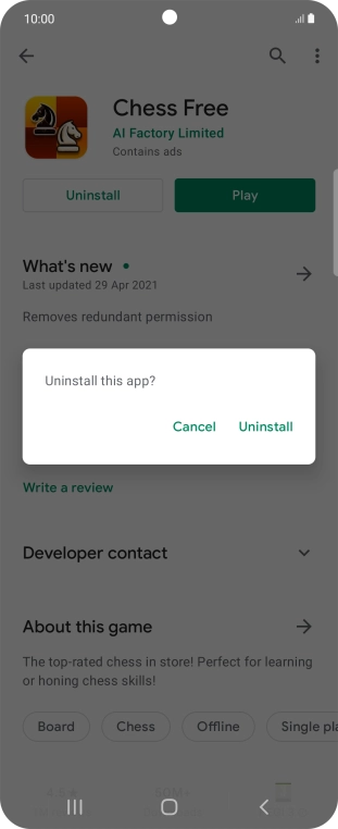 Press Uninstall.