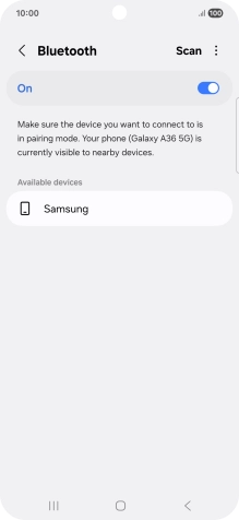 Press the required Bluetooth device and follow the instructions on the screen to pair the device with your phone.