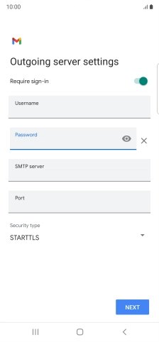 Press the field below 'SMTP server' and key in the name of your email provider's outgoing server.