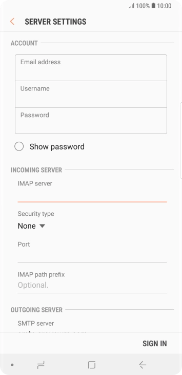 Press the drop down list below 'Security type'. Press the drop down list below 'Security type'.
