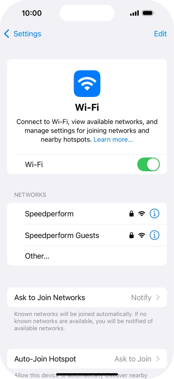 Press the required WiFi network and key in the password for the WiFi network.