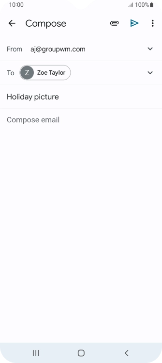 Press the text input field and write the text for your email. Press the text input field and write the text for your email.