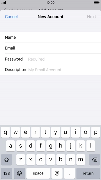 Press Password and key in the password for your email account. Press Password and key in the password for your email account.