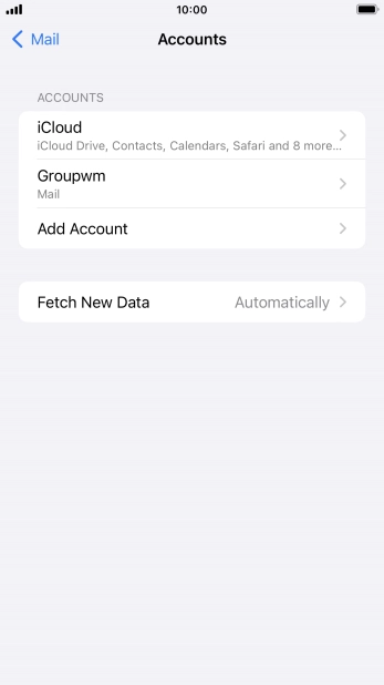 Press the name of the email account you've just set up. Press the name of the email account you've just set up.