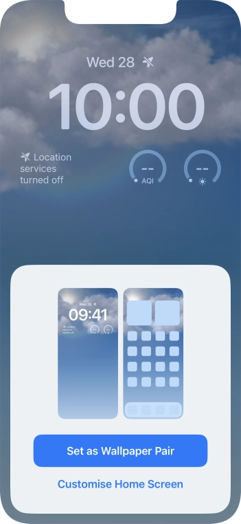 To use the same colour theme on the home screen, press Set as Wallpaper Pair. To use the same colour theme on the home screen, press Set as Wallpaper Pair.