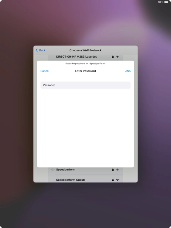 Key in the password for the WiFi network and press Join. Key in the password for the WiFi network and press Join.