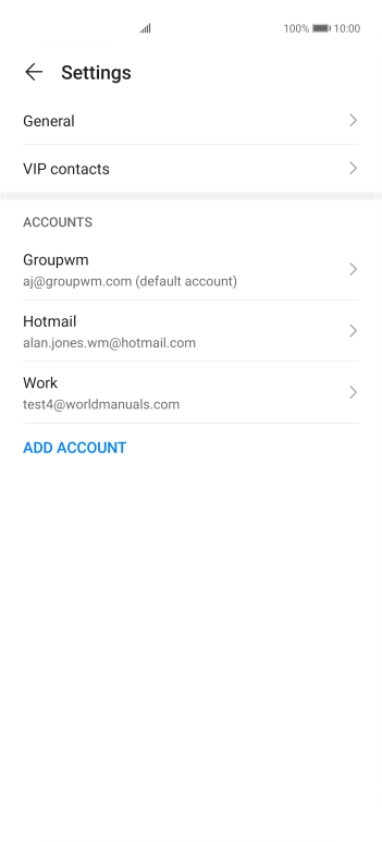 Press the required email account. Press the required email account.