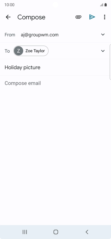 Press the text input field and write the text for your email. Press the text input field and write the text for your email.
