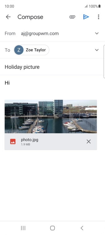 Press the send icon when you've finished your email. Press the send icon when you've finished your email.