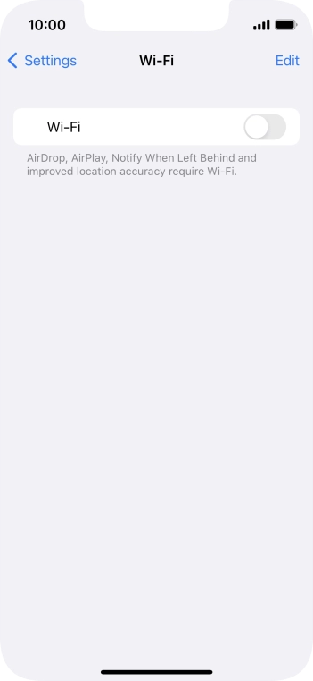 Press the indicator next to 'Wi-Fi' to turn on the function.