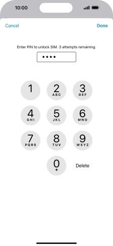 Key in your SIM PIN and press Done. The default SIM PIN is 0000.