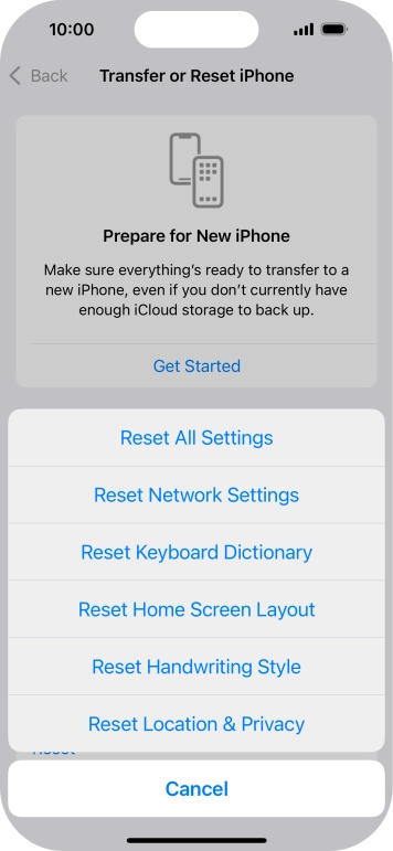 Press Reset All Settings.