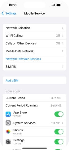 Press the indicators next to the required applications to turn the function on or off.