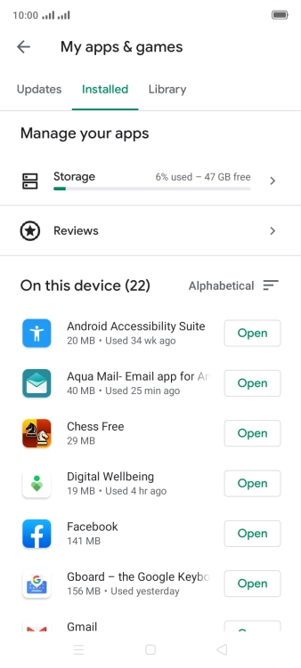Press the required app.