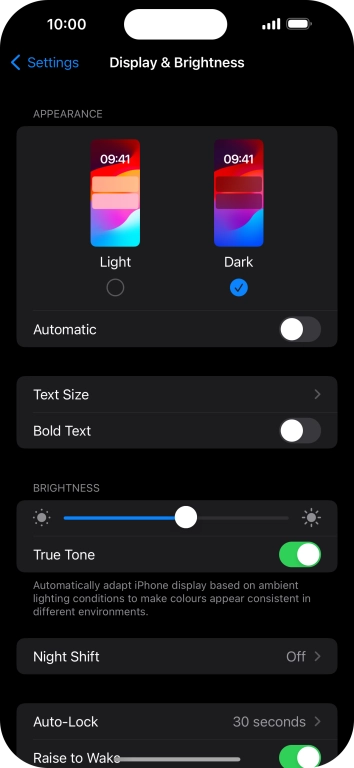 Press the indicator next to 'Automatic' to turn the function on or off.
