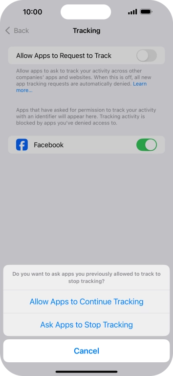 If you turn off the function, press the required setting.