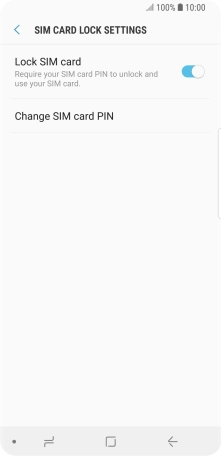 Press the indicator next to 'Lock SIM card' to turn the function on or off.