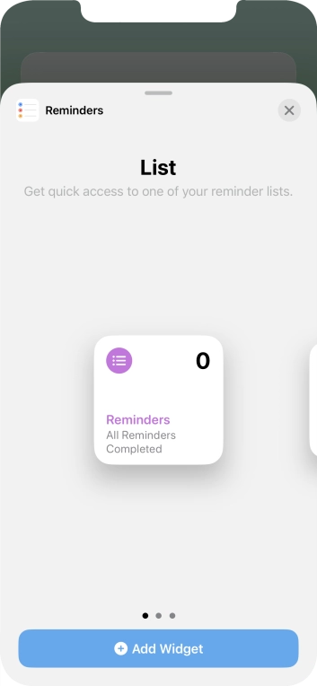 Slide your finger right or left on the screen to select the required widget size. Slide your finger right or left on the screen to select the required widget size.