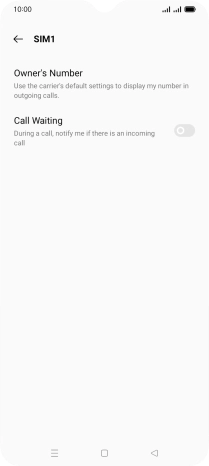 Press the indicator next to 'Call Waiting' to turn the function on or off.