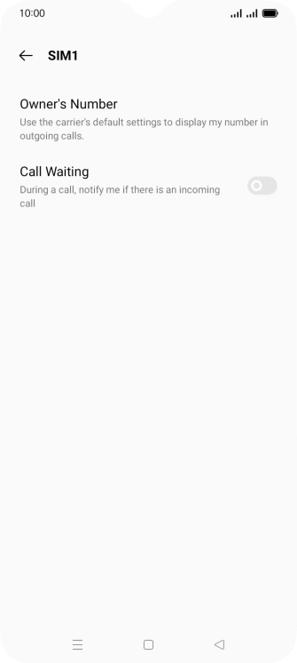 Press the indicator next to 'Call Waiting' to turn the function on or off.